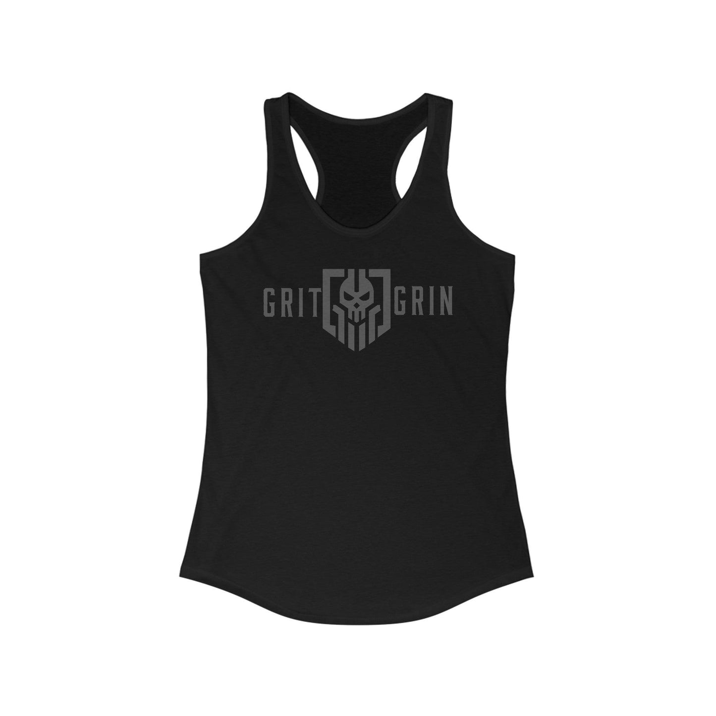 Raceback fitness shirt with Girt and Grin Logo in tactical black