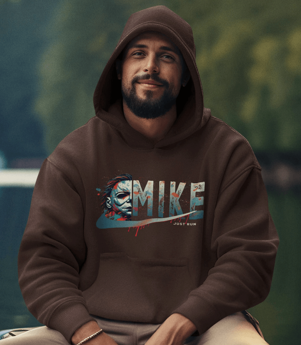 Just Run Slasher Mike Hoodie Bold Horror Meets Iconic Style Hooded Sweatshirt - Grit & Grin