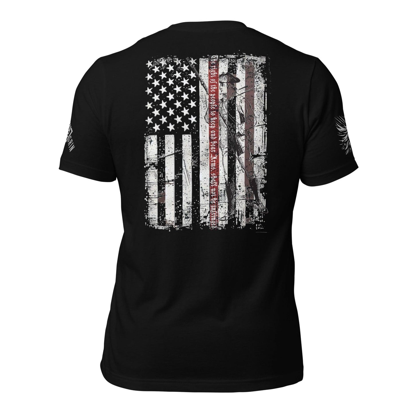 back side American flag distressed, 2nd Amendment Patriotic Tee 