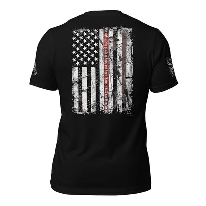 back side American flag distressed, 2nd Amendment Patriotic Tee 