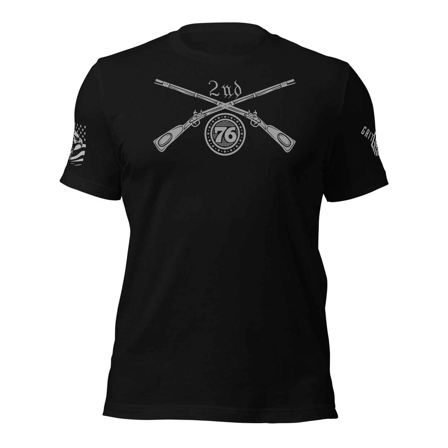 full front view of the crossed rifles 2nd Amendment Patriotic Tee 